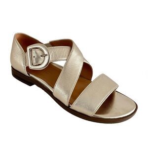 Vionic Pacifica Leather Gold-tone Sandals Minimalist Design Discontinued Style 6